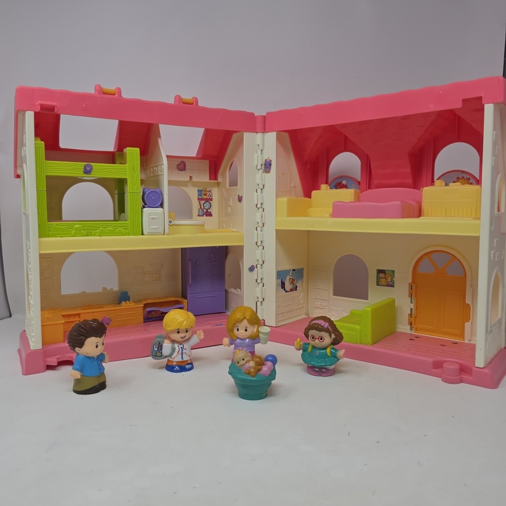 Fisher-Price Little People Fold-Open Dollhouse Playset w/ 5 Figures works !